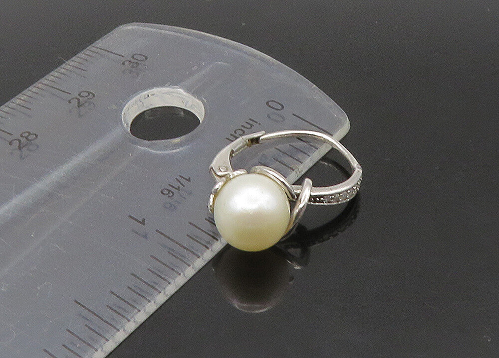 925 Silver   Vintage Genuine Diamonds & Pearl Lot Single Earrings  EG11284