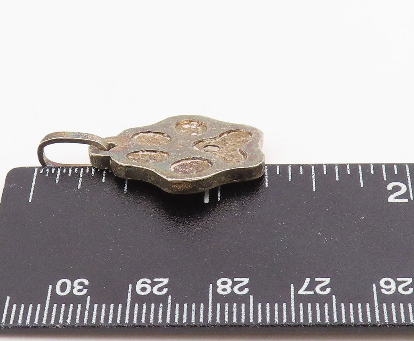 925 Sterling Silver Vintage Pendant Textured Carved Dog Paw Print Charm  PT26161