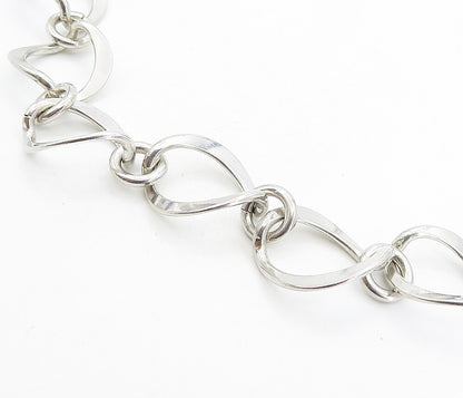 MEXICO 925 Sterling Silver  Vintage Shiny Open Link Chain Necklace  NE1317