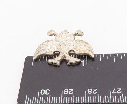 925 Sterling Silver Vintage Brooch Modernist Carved Two Faced Dragon  BP11474