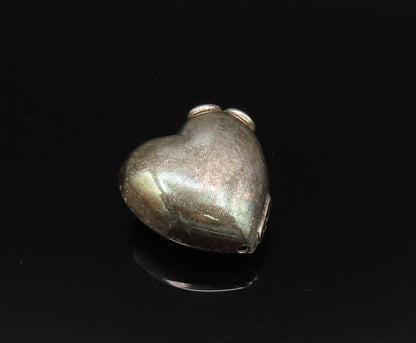 925 Sterling Silver  Vintage Carved Double Love Heart Side Pendant  PT21487