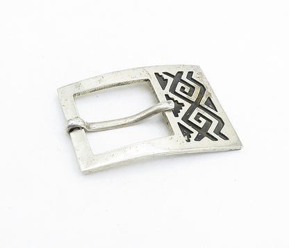 MEXICO 925 Sterling Silver  Vintage Oxidized Pattern Belt Buckle  TR1260