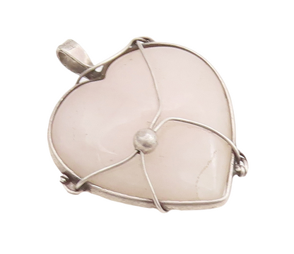 925 Sterling Silver Vintage Pendant Caged Heat Shape Gemstone  PT23398