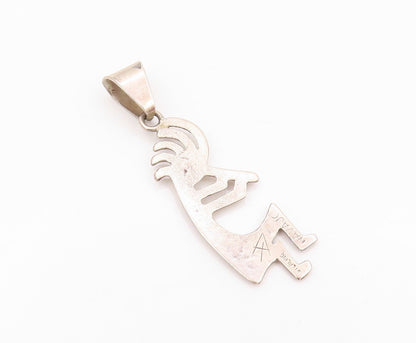 925 Sterling Silver Vintage Pendant NAVAJO ZUNI Tribal Man Playing Music PT23889