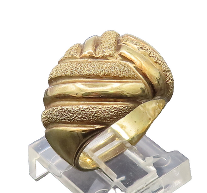 ITAOR 925 Sterling Silver  Vintage Gold Plated Woven Carved Ring Sz 5  RG27396