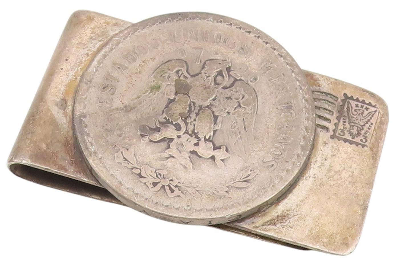 925 Sterling Silver Vintage Money Clip CHASE MEXICO Etched Eagle Coin  TR4216
