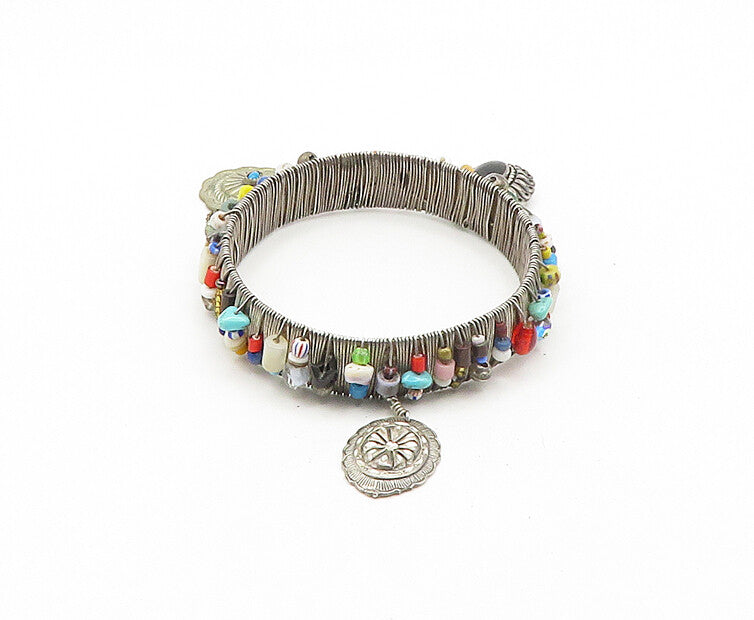 SILVER CLOUD 925 Silver Vintage Multi Stone Bangle Bracelet  BT7227