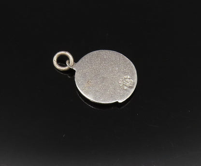 925 Sterling Silver  Vintage Round Etched World Globe Charm Pendant  PT21343