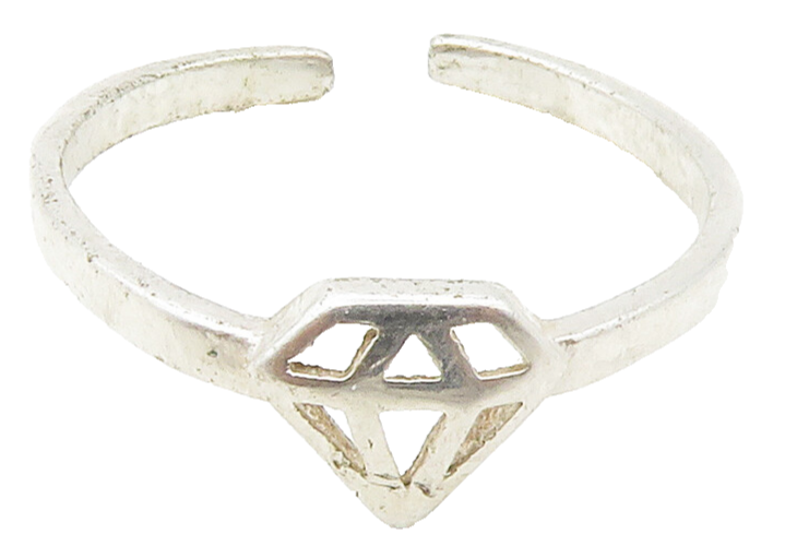 925 Sterling Silver  Shiny Open Diamond Shape Motif Band Ring Sz 6.5  RG16578
