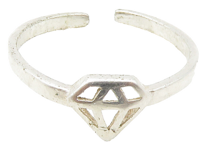 925 Sterling Silver  Shiny Open Diamond Shape Motif Band Ring Sz 6.5  RG16578