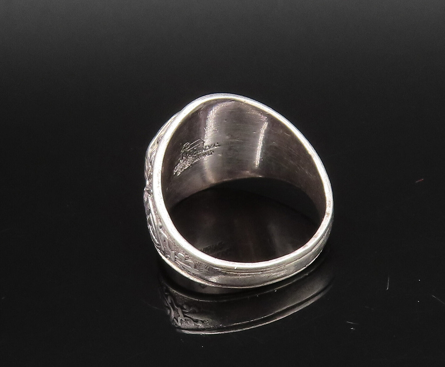 REED & CO. 925 Silver  Vintage Antique Enamel Class Signet Ring Sz 6.5 RG26059