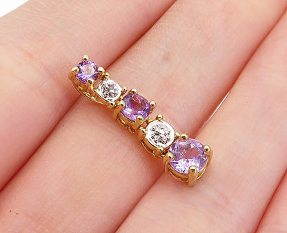 ROSS SIMON 925 Silver  Vintage Genuine Diamond & Amethyst Pendant  PT2761