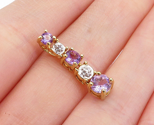 ROSS SIMON 925 Silver  Vintage Genuine Diamond & Amethyst Pendant  PT2761