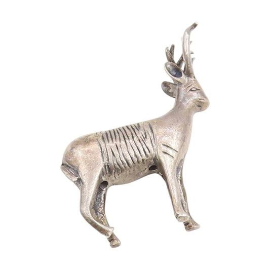 925 Sterling Silver Vintage Decorative Piece Etched Deer Figurine Charm  TR4082