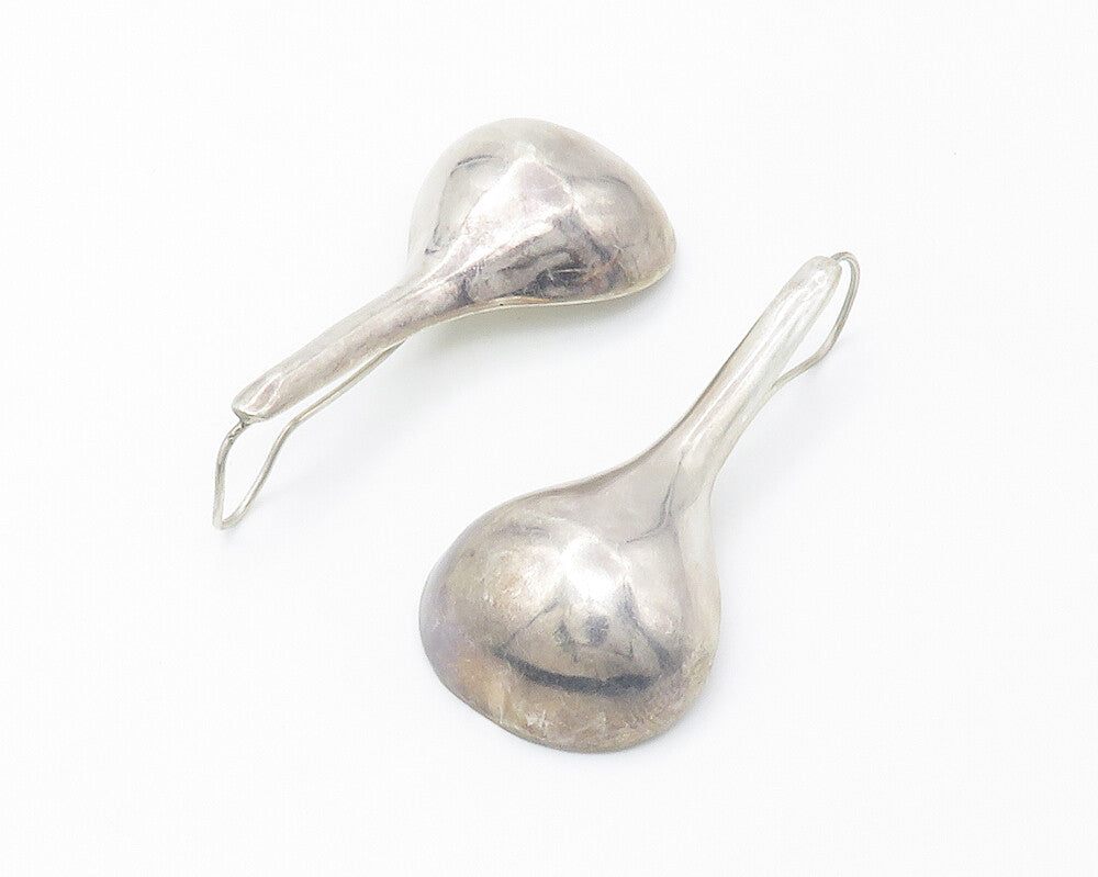 MEXICO 925 Sterling Silver  Vintage Smooth Hollow Rain Drop Earrings  EG7291