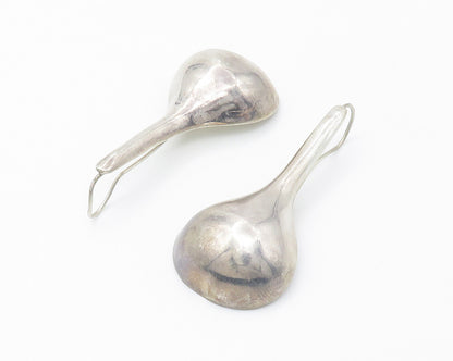 MEXICO 925 Sterling Silver  Vintage Smooth Hollow Rain Drop Earrings  EG7291