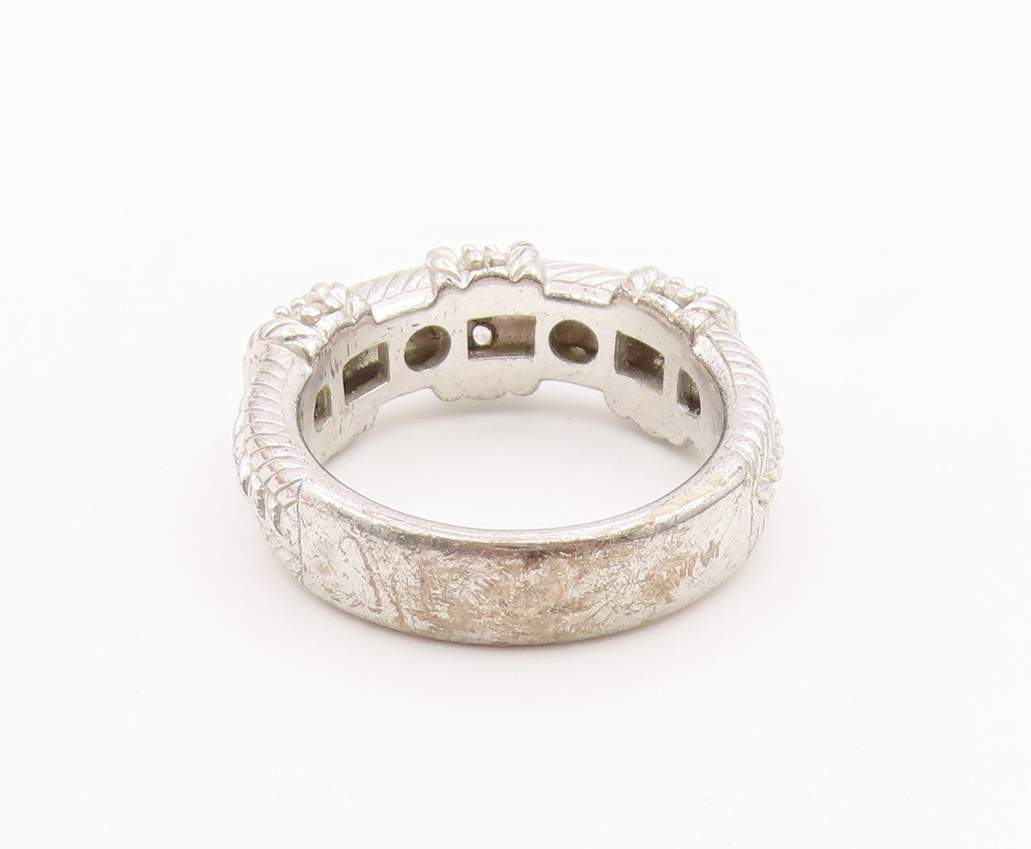 925 Sterling Silver Vintage Ring JUDITH RIPKA CZ Twisted Rope Band Sz 8 RG36515