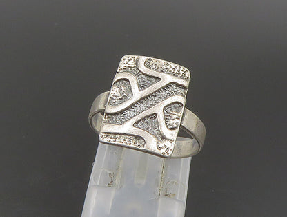 POLAND 925 Silver  Vintage Rectangle Engraved Abstract Ring Sz 5.5  RG24205