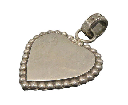 925 Sterling Silver  Vintage Bubble Border Smooth Love Heart Pendant  PT17801