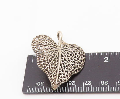 925 Sterling Silver Vintage Brooch Pin Elegant Intricate Openwork Leaf  BP12371