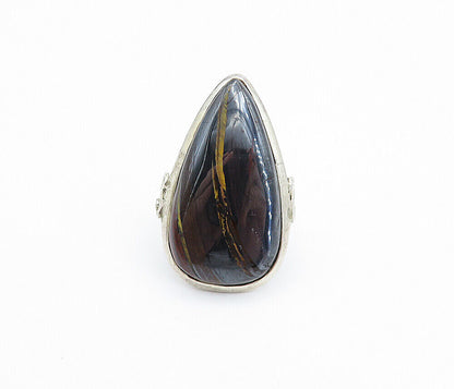 925 Sterling Silver  Vintage Agate Tear Drop Cocktail Ring Sz 8  RG7961