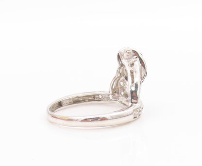 925 Sterling Silver Vintage Ring Sparkling CZ Love Heart Knot  Sz 7.5  RG33581