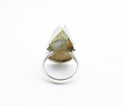 925 Sterling Silver  Tear Drop Jasper Polished Cocktail Ring Sz 9  RG8184
