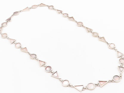 925 Sterling Silver Vintage Necklace Circular & Triangular Cutout Chain  NE4339