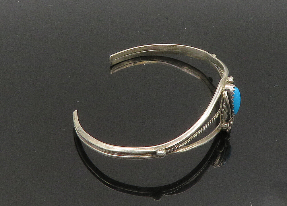 SUZIE LEE NAVAJO 925 Silver  Vintage Turquoise Floral Cuff Bracelet  BT8444