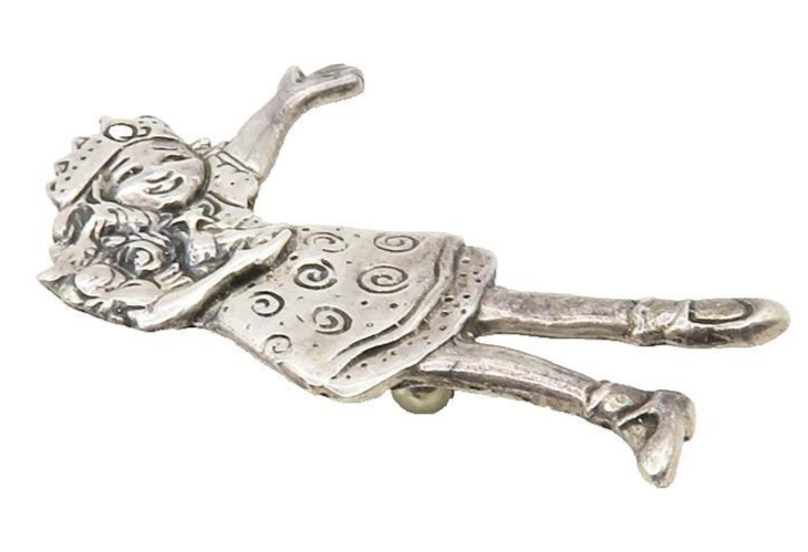925 Sterling Silver  Vintage Shiny Mary Engelbreit Character Brooch Pin BP4084