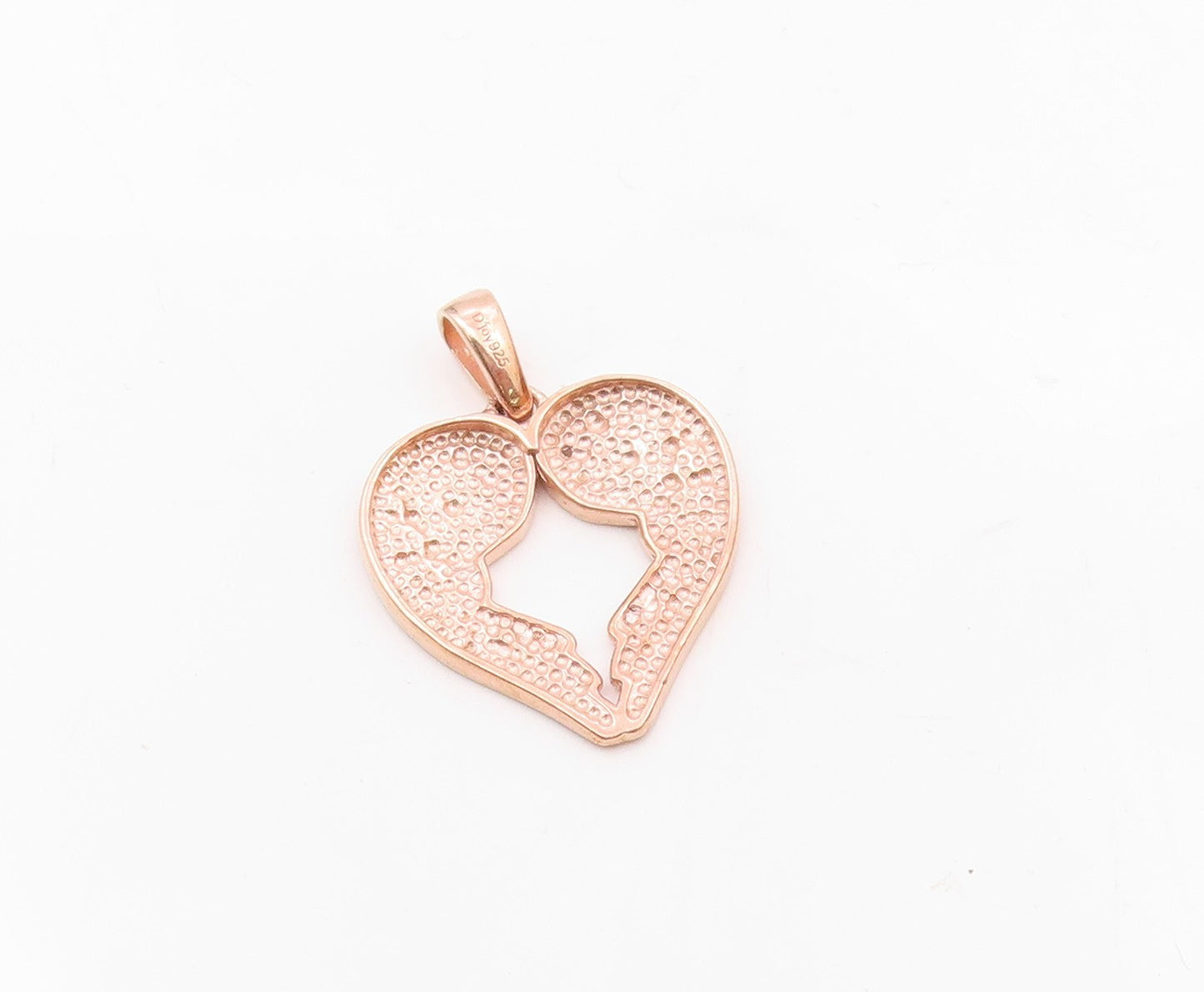 925 Silver  Vintage Genuine Diamond Angel Wings Love Heart Pendant  PT15684