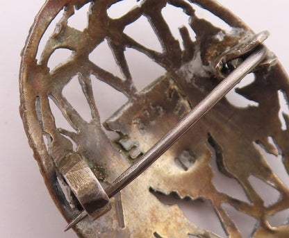 18K GOLD & 925 Silver  Vintage Openwork Tribal Warrior Brooch Pin  BP10245