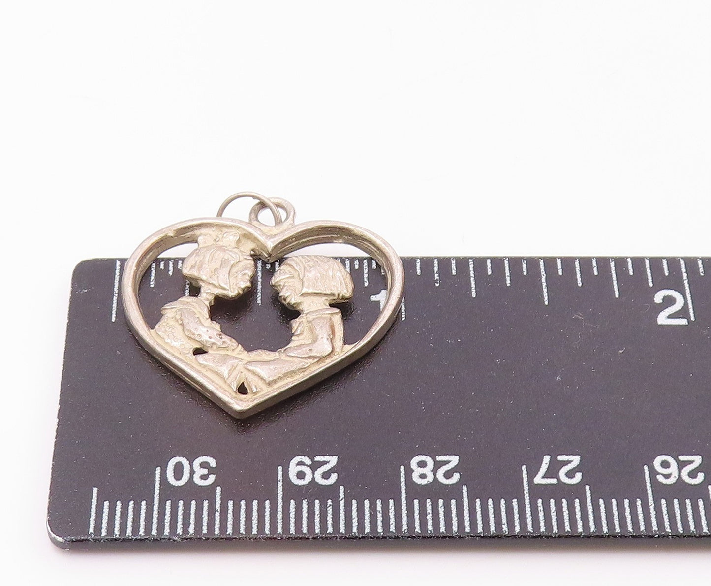 MARY ENGELBREIT 925 Silver  Vintage Mother & Daughter Heart Pendant  PT21820
