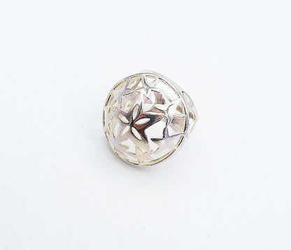 925 Sterling Silver  Shiny Polished Star Cutout Dome Band Ring Sz 7.5  RG4987