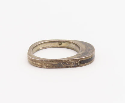 925 Sterling Silver Vintage Ring Classic Geometric Inlay Band  Sz 6.5  RG36653