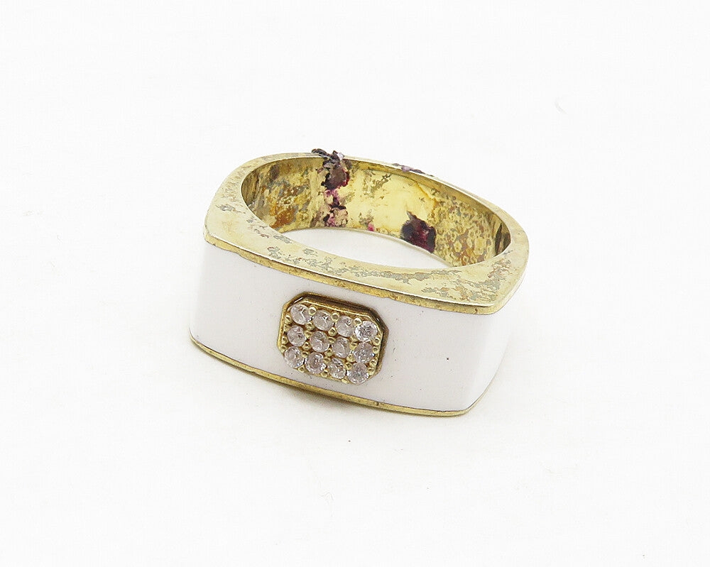 925 Sterling Silver  Petite Topaz Enamel Coated Dome Band Ring Sz 8  RG17327