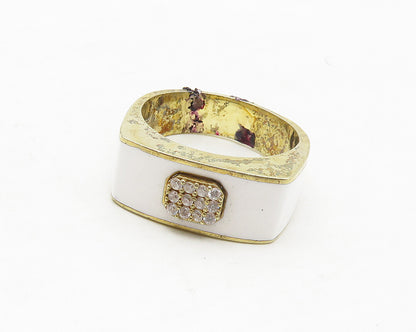 925 Sterling Silver  Petite Topaz Enamel Coated Dome Band Ring Sz 8  RG17327