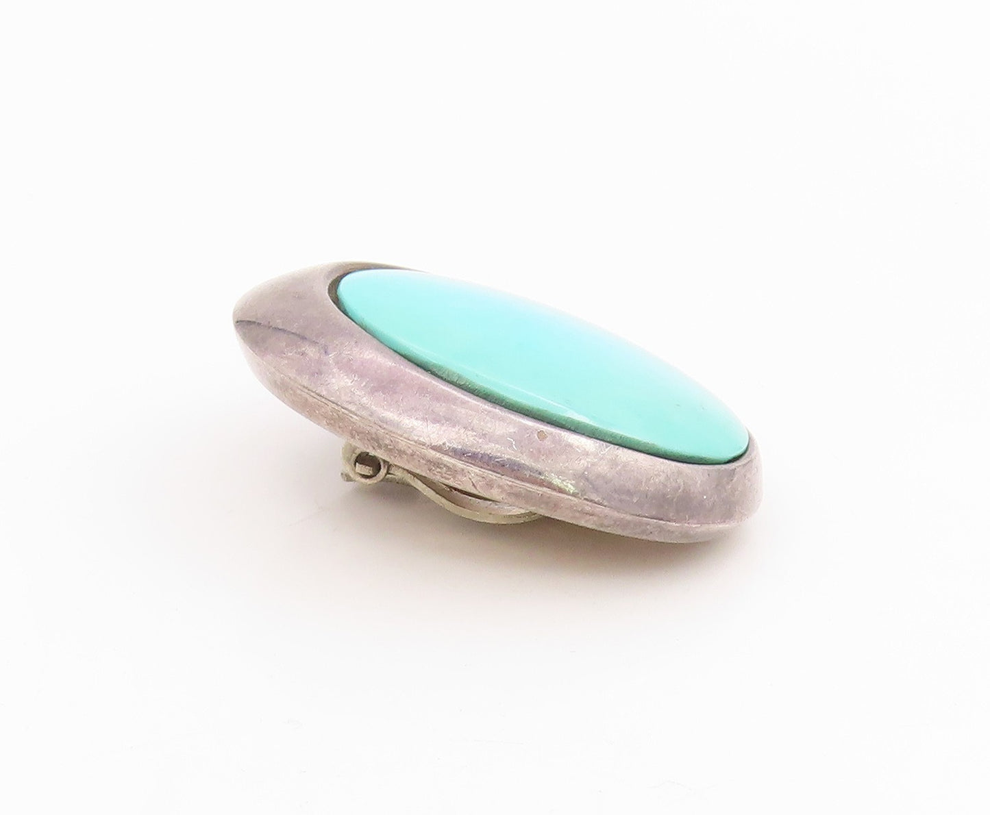 925 Sterling Silver Vintage Earrings ZINA Cabochon Turquoise Clip On  EG13951