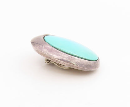 925 Sterling Silver Vintage Earrings ZINA Cabochon Turquoise Clip On  EG13951