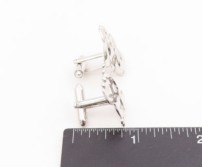925 Sterling Silver Vintage Cufflinks Modernist Beaded Floral Leaf Motif  TR4156