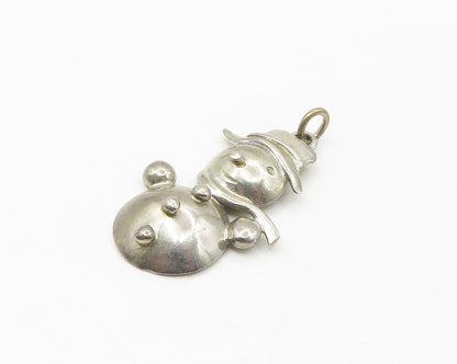 925 Sterling Silver  Vintage Shiny Winter Snowman Motif Pendant  PT14423