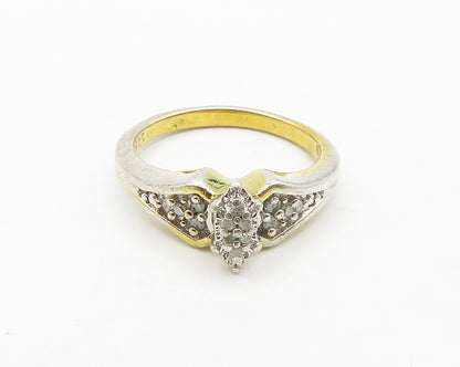 925 Sterling Silver  Vintage Genuine Diamonds Shiny Band Ring Sz 7  RG19754