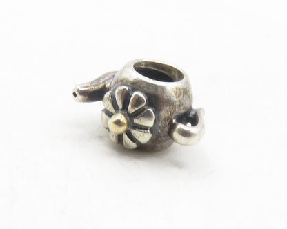 PANDORA 925 Silver 14k Gold Vintage Petite Tea Pot Kettle Slide Pendant  PT9586