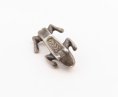 925 Sterling Silver  Vintage Dark Tone Modernist Frog Brooch Pin  BP8201