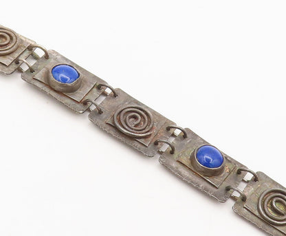 JRC 925 Silver  Vintage Modernist Welded Plates & Lapis Bracelet  BT10097