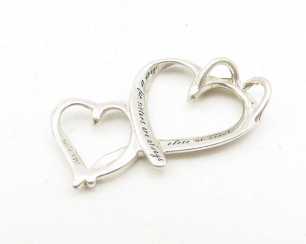 925 LA Sterling Silver  Vintage Petite Shiny Open Love Heart Pendant  PT9018