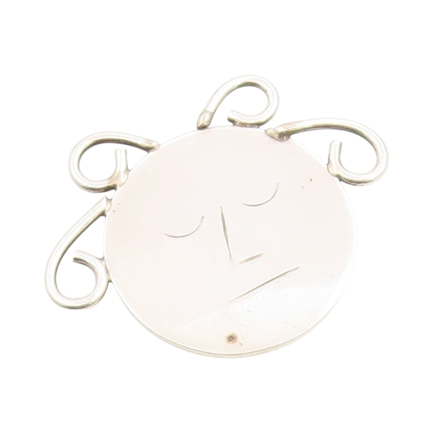 925 Sterling Silver Vintage Brooch Modernist Celestial Sleeping Moon Pin BP12039