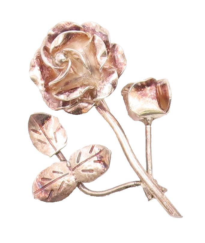 MEXICO 925 Sterling Silver  Vintage Sculpted Single Flower Brooch Pin  BP6592