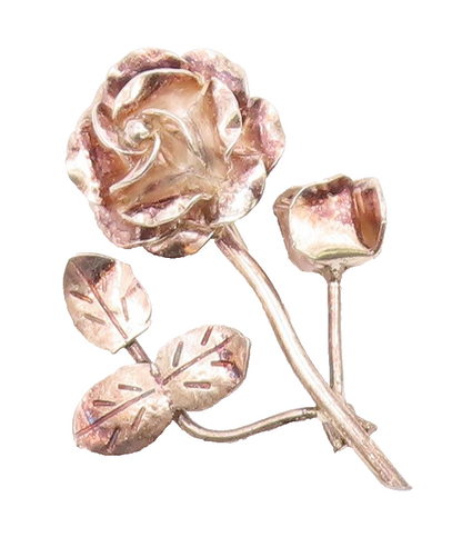 MEXICO 925 Sterling Silver  Vintage Sculpted Single Flower Brooch Pin  BP6592