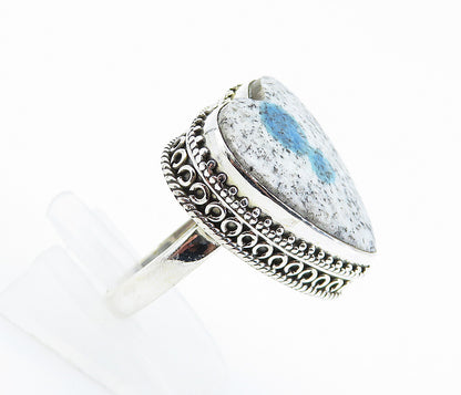 925 Sterling Silver  Love Heart Dendrite Agate Cocktail Ring Sz 10  RG8177